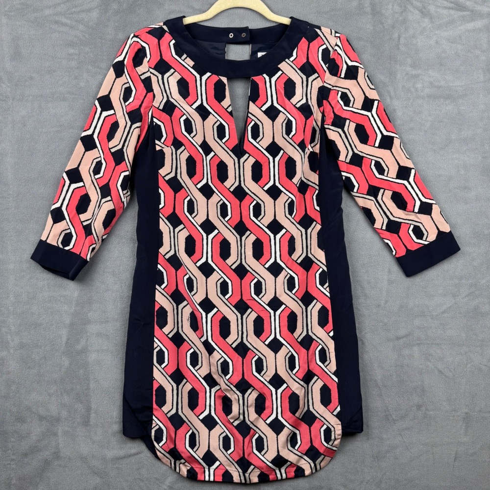 Trina Turk Geometric Print Silk Blend Dress - Career Party Cocktail